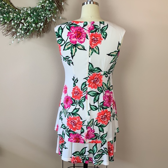 Eliza J White Floral Sleeveless Midi Dress Size 4P - Picture 5 of 9